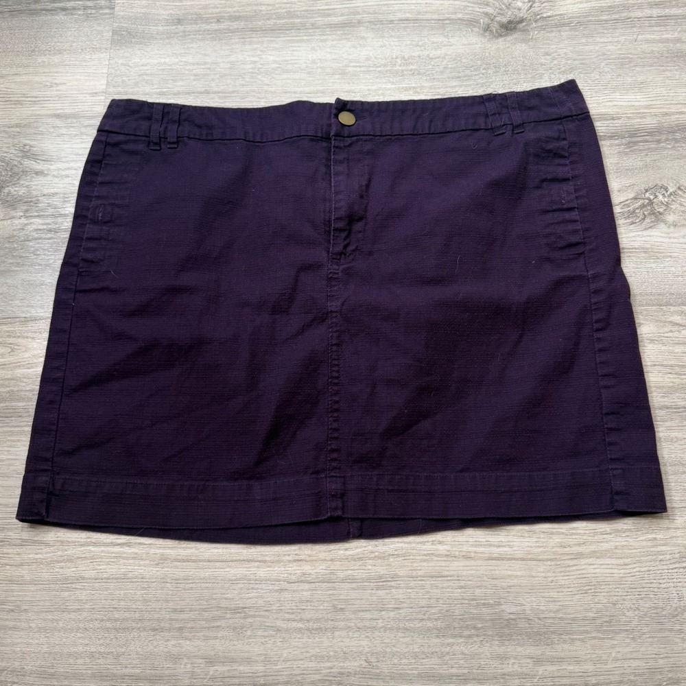 Gap Womens Purple Stretch Mini Skirt Size 18 Plum Textured Straight Cotton Blend
